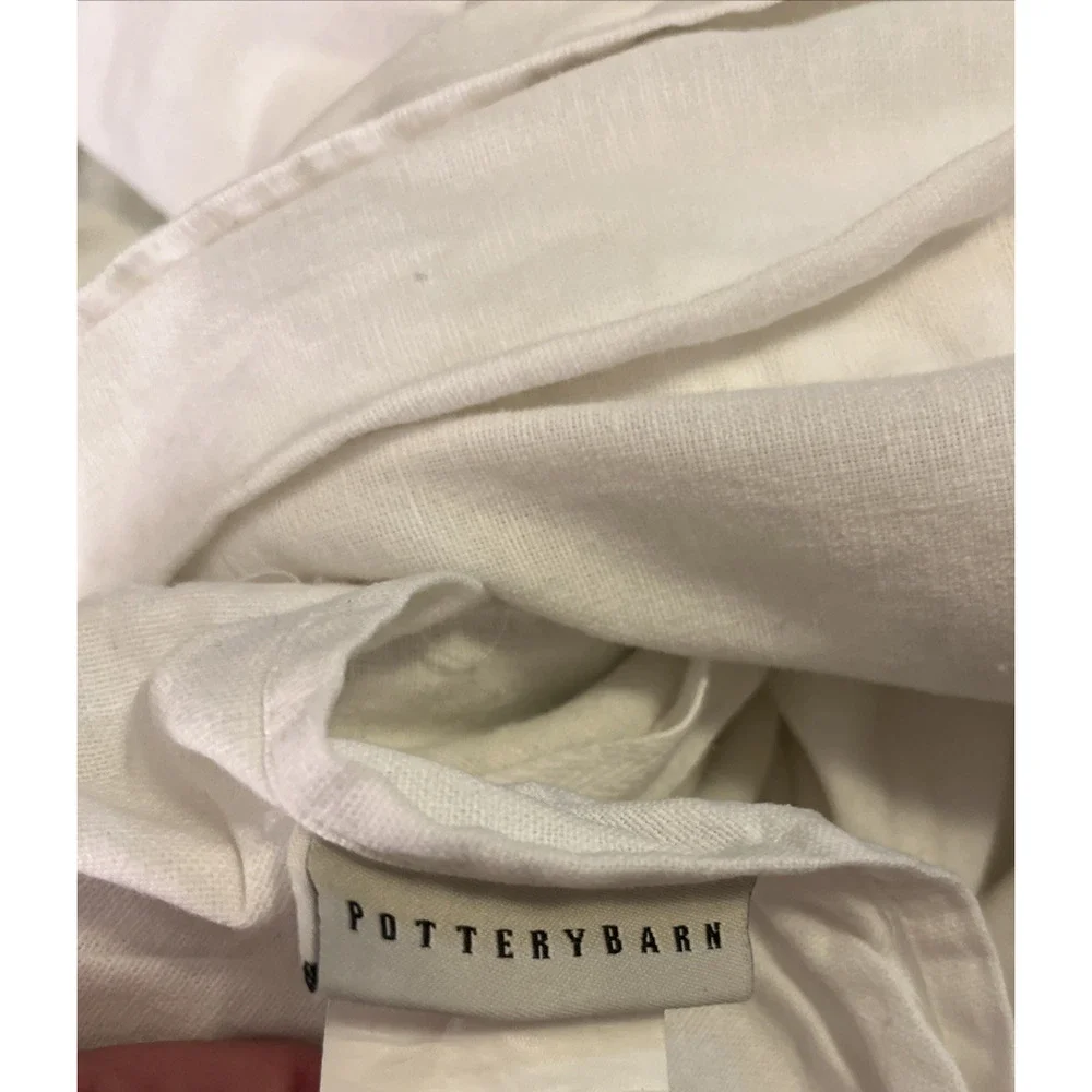 Pottery Barn Linen Cotton Blend Frame Duvet Cover Sage Green White King Heavy